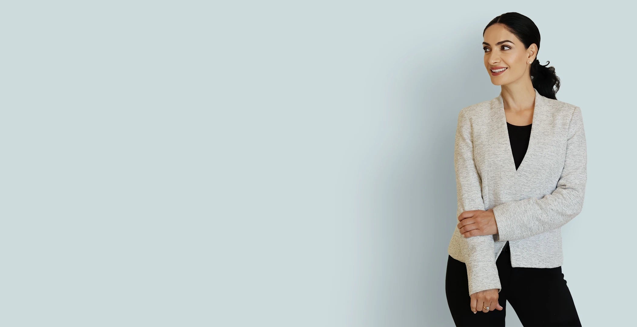 Owner and founder of Skin Nutriunts, Natalya Grigoryan wearing a light-colored blazer against a plain background.